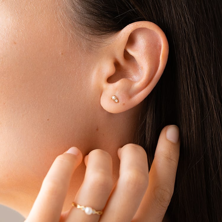 Zlaté náušnice s perlami a lab-grown diamantmi Chaney 126732