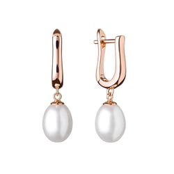 Pozlátené visiace náušnice s perlami Parvaiz