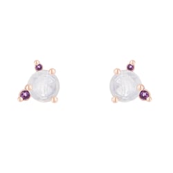 Náušnice s mesačným kameňom, ametystom a zafírom Baal