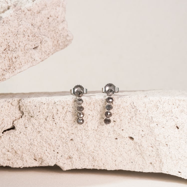 Visací náušnice so salt and pepper diamantmi Ariz 101061