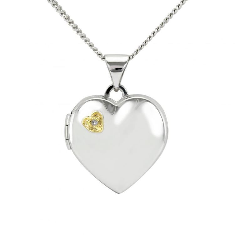 Srdiečkový otvárací medailón s diamantom zo striebra Dialah