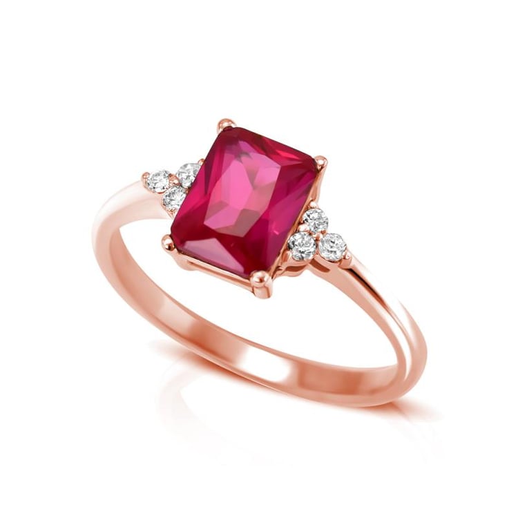 Zlaty prsten s rubinom a diamantmi 23279