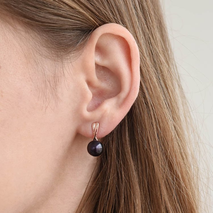 Náušnice s čiernymi perlami 87963