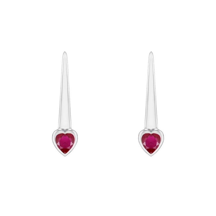 Visiace náušnice s rubínovými srdiečkami Levy 99834