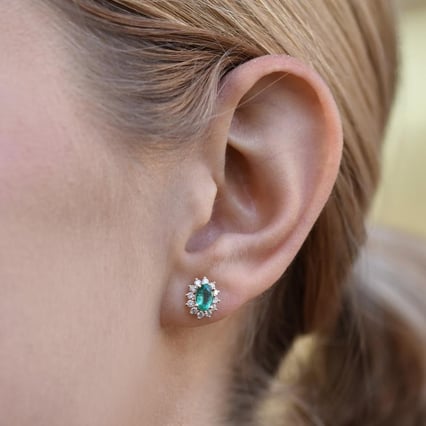 Zlaté smaragdové náušnice s diamantmi Gaziel