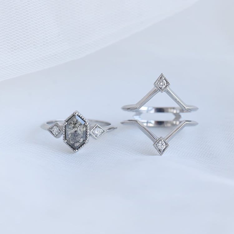 Prsteň s hexagon salt and pepper diamantom Slamet 95905