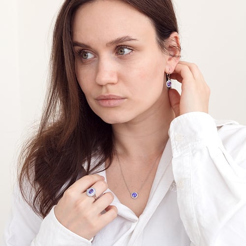 Náušnice s tanzanitmi a diamantmi Caty