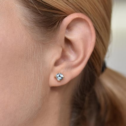 Zlaté náušnice s cushion akvamarínmi Chelsyna