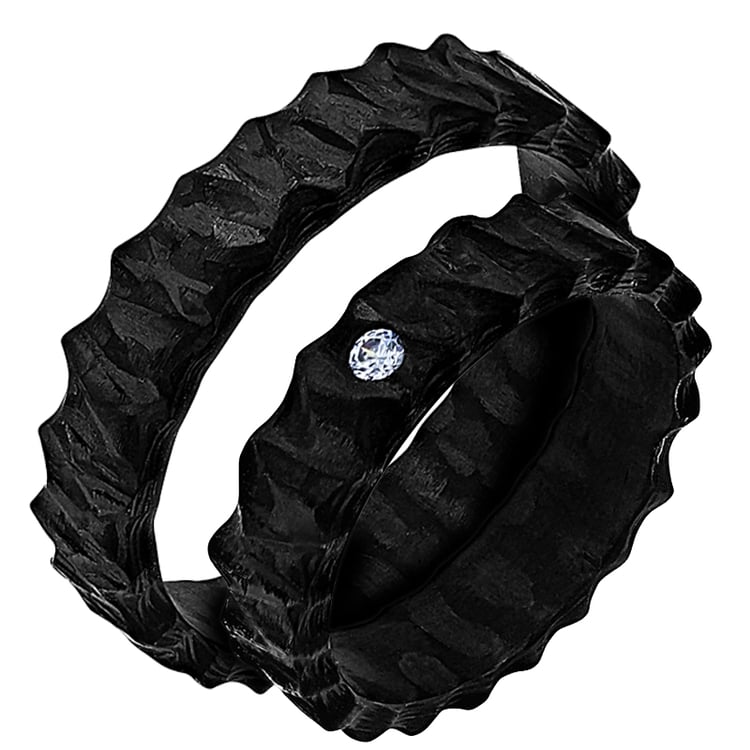 Karbónové snubné prstene s nerovným povrchom a diamantom Atticus