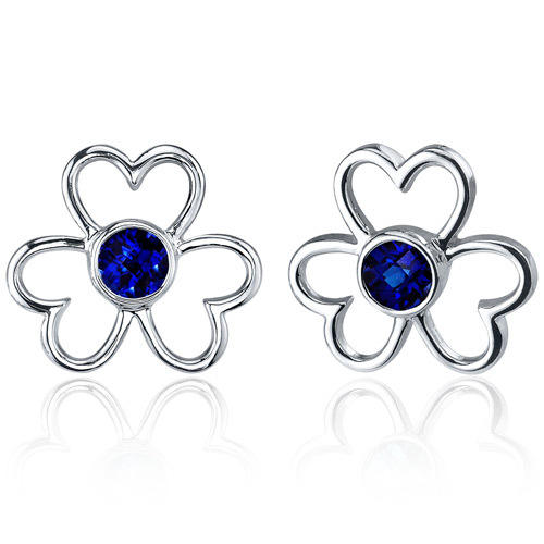 Strieborné náušnice so zafírmi kvet