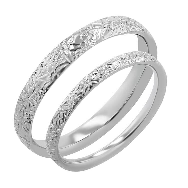 Svadobné obrúčky s ručnou rytinou kvetov Alanis 117258