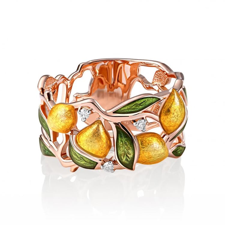 Zlatý prsteň s enamelom 42592