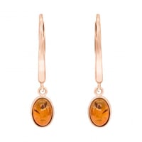 Zlaté visiace náušnice s jantármi Tariana