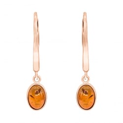 Zlaté visiace náušnice s jantármi Tariana