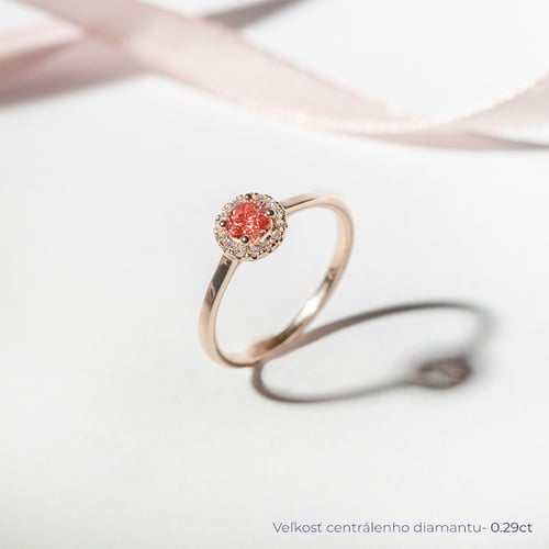 Halo prsteň s certifikovaným fancy pink lab-grown diamantom Josipa