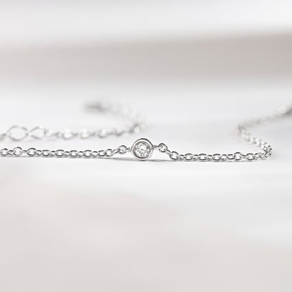 Platinový minimalistický náramok s diamantom Lepio