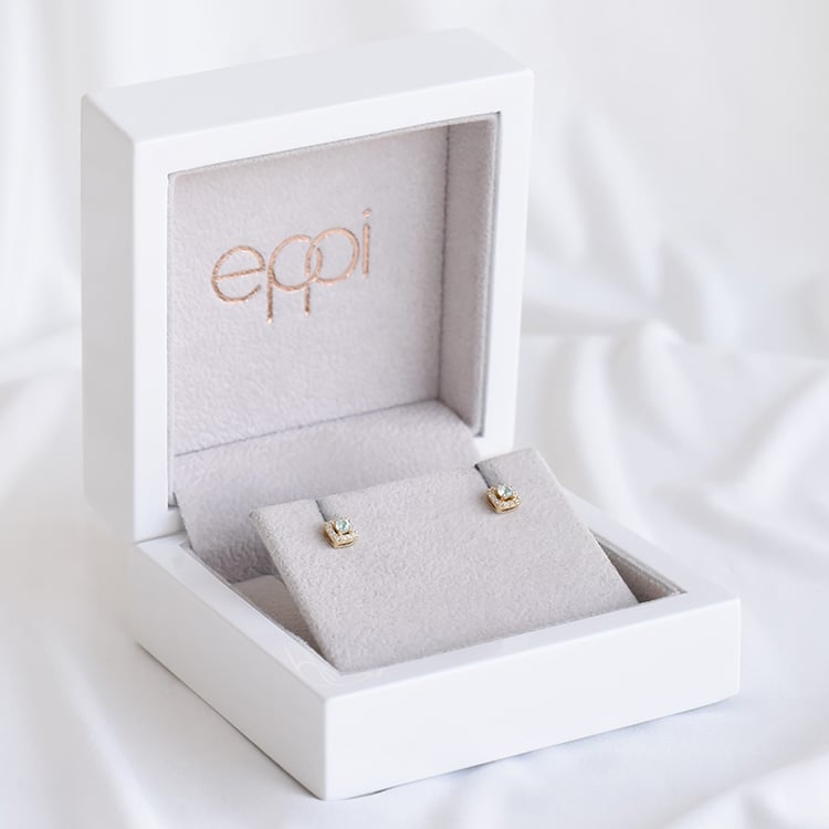 Strieborné akvamarínové náušnice s lab-grown diamantmi Noelle 104107