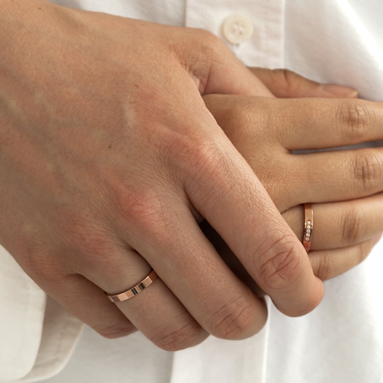 Zlaté ploché svadobné prstene s diamantmi Jolene 124772