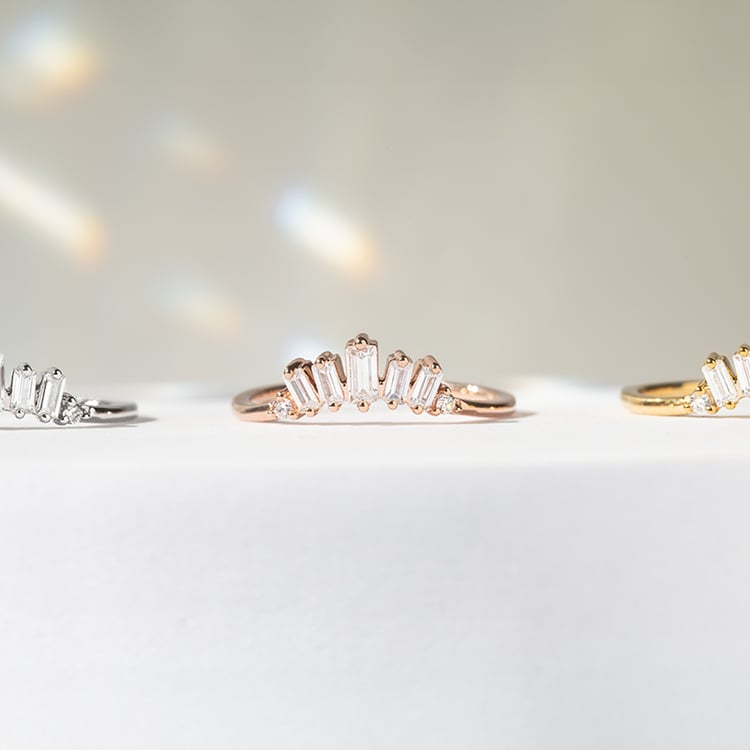 Vykrojený prsteň s baguette lab-grown diamantmi Jevon 141478