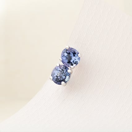 Zlaté náušnice s okrúhlymi tanzanitmi Frey