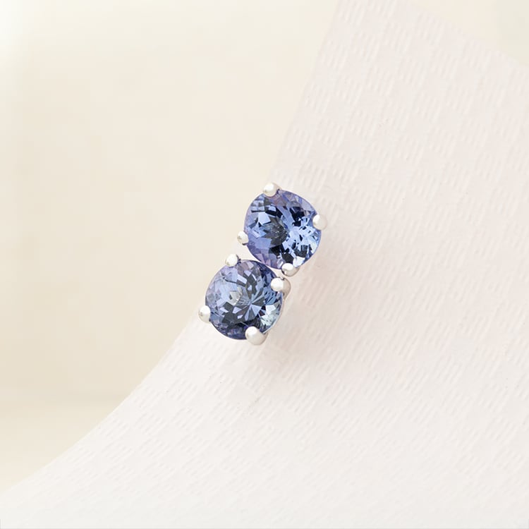 Zlaté náušnice s okrúhlymi tanzanitmi Frey 147322