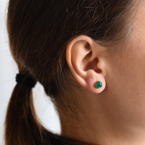 Zlaté náušnice s cabochon ónyxmi Greta