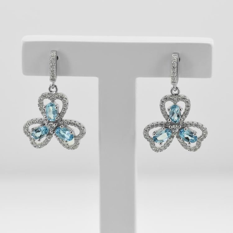 Náušnice v tvare trojlístka s topásmi 46305