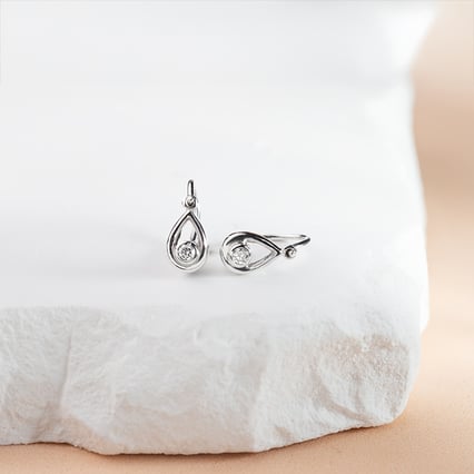 Zlaté detské náušnice v tvare slzy s lab-grown diamantmi Cinderella