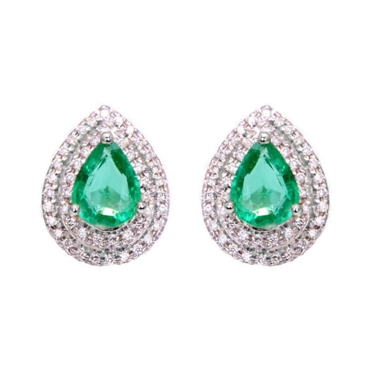 Zlaté smaragdové náušnice 90540