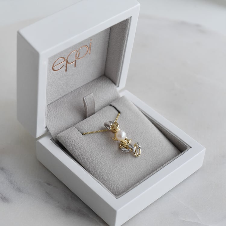 Strieborný čert s perlou a lab-grown diamantmi Devil 104246