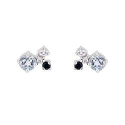 Cluster náušnice s akvamarínom, zafírom, mesačným kameňom a diamantom Kerrie