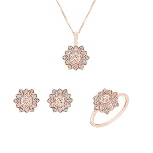 Zlatý kvetinový set šperkov s diamantmi Doriane