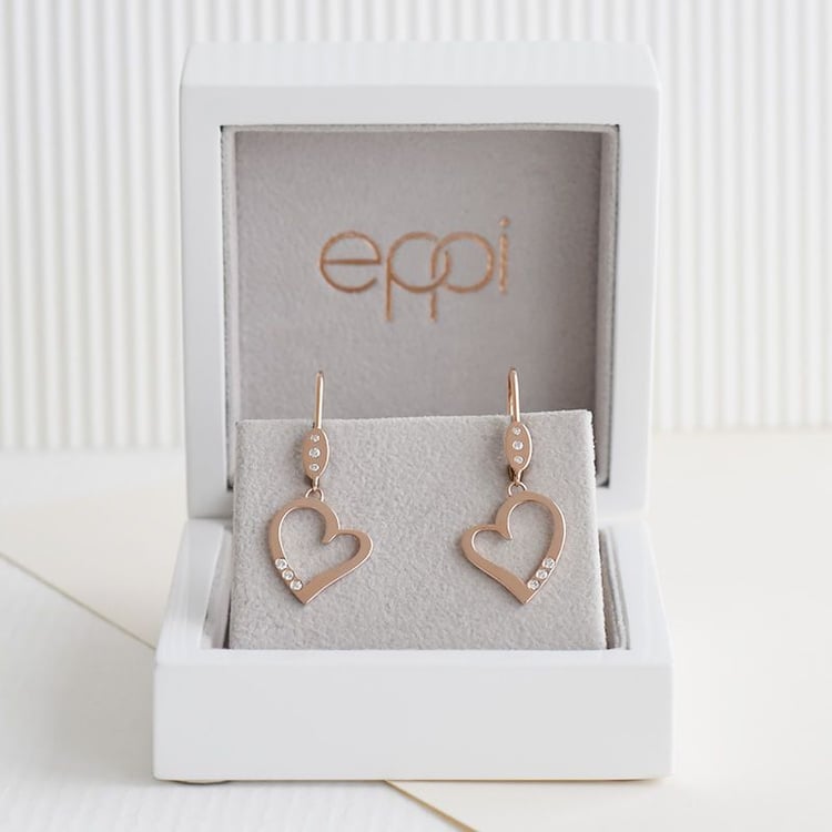 Zlaté visiace náušnice v tvare srdca s diamantmi Sahar 98419