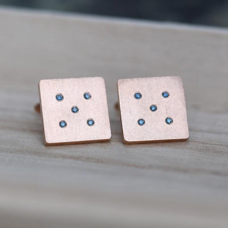 Manžetové gombíky z ružového zlata s modrými diamantmi 9421