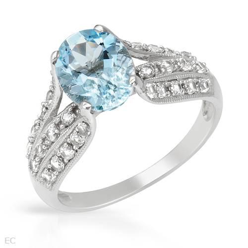 Akvamarinovy prsten z bieleho zlata