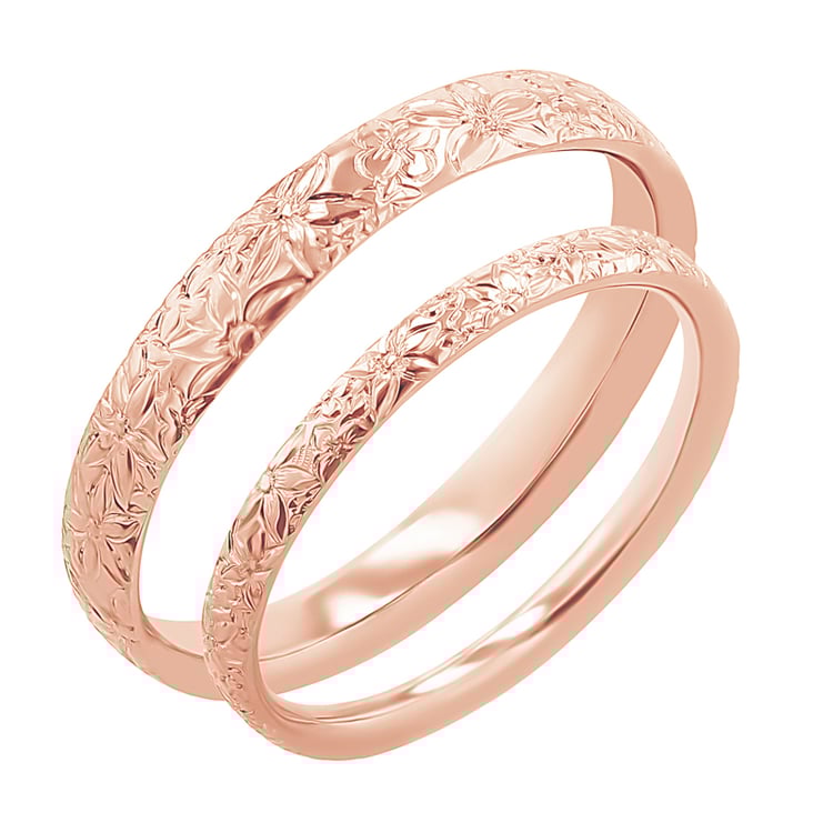 Svadobné obrúčky s ručnou rytinou kvetov Alanis