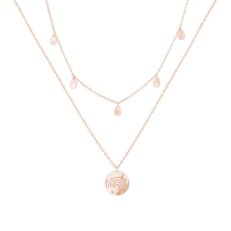 Set strieborného prívesku a náhrdelníka s kvapkami a dúhou A Cup Of Style