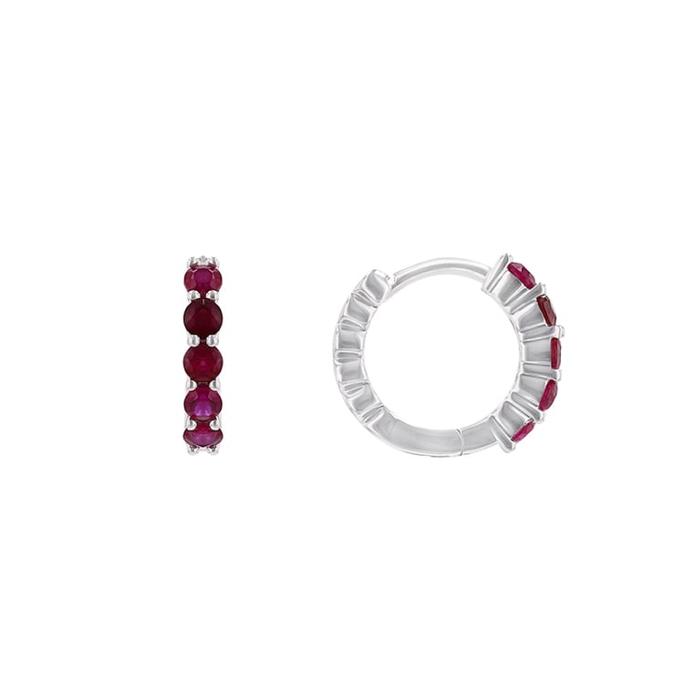 Kruhové náušnice s rubínmi z bieleho zlata 85196