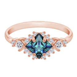 Zásnubný prsteň s princess alexandritom a moissanitmi Nairne