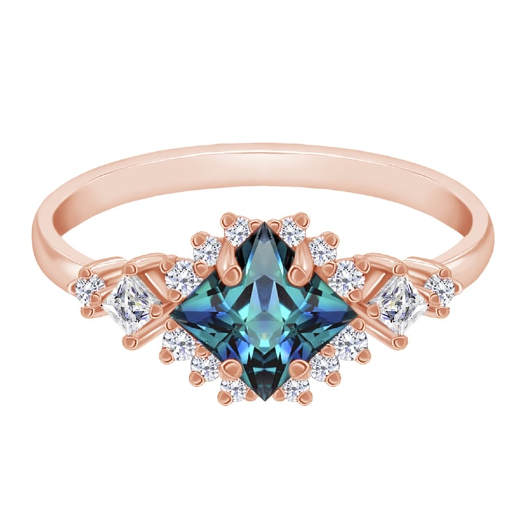 Prsteň s princess alexandrit a moissanitu 67551