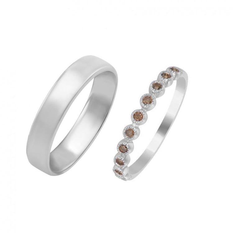 Svadobné prstene s eternity obrúčkou a pánskym prsteňom 36522