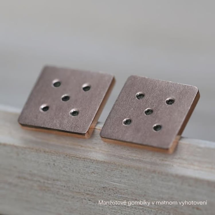 Zlaté štvorcové manžetové gombíky s čiernymi diamantmi Abrami 165376