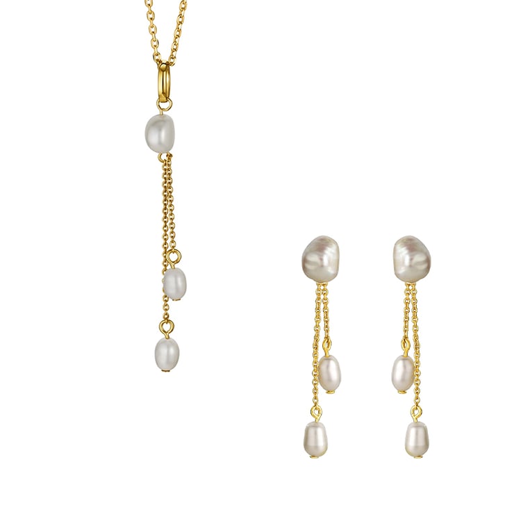 Pozlatená kolekcia šperkov s perlami Bouvet