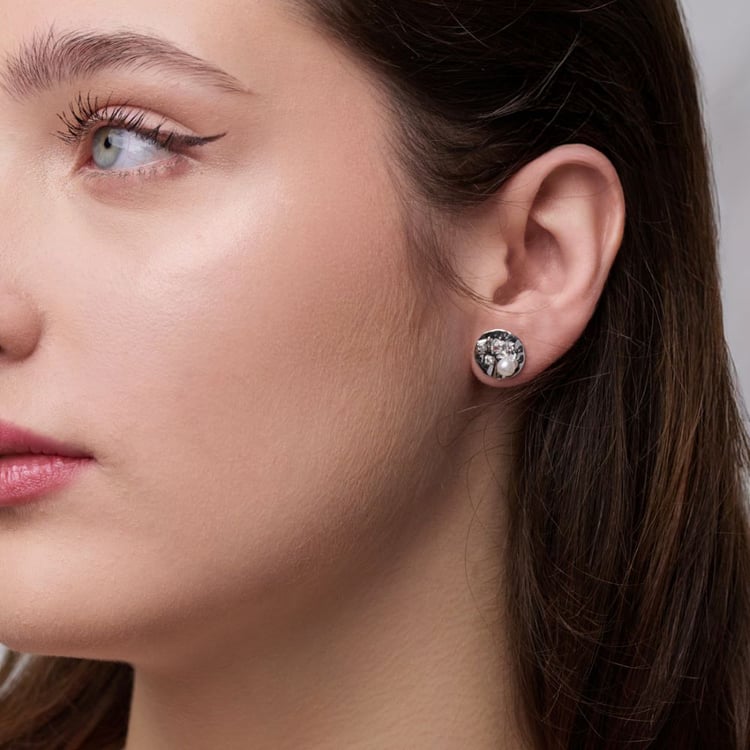 Strieborné perlové náušnice s bielym topásom 164034