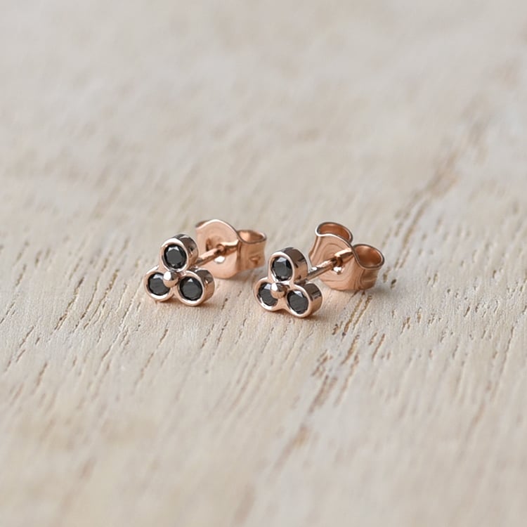 Zlaté náušnice s čiernymi diamantmi 63689