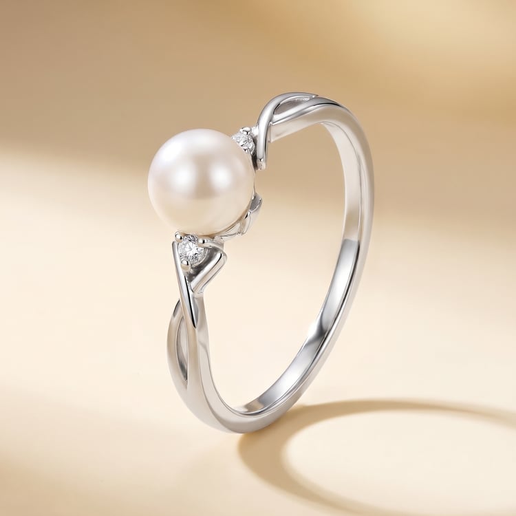 Zásnubný perlový prsteň s výberom písmen a diamantmi Doria 167507