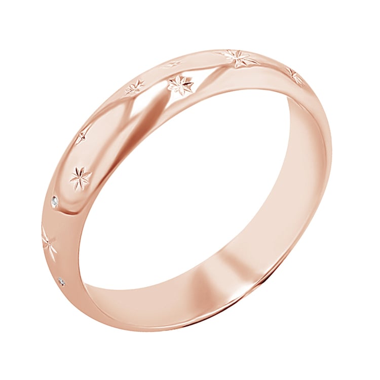 Svadobné obrúčky s ručnou rytinou hviezd a diamantmi Devin 116485