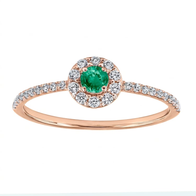 Strieborný halo prsteň so smaragdom a lab-grown diamantmi Lys 169427