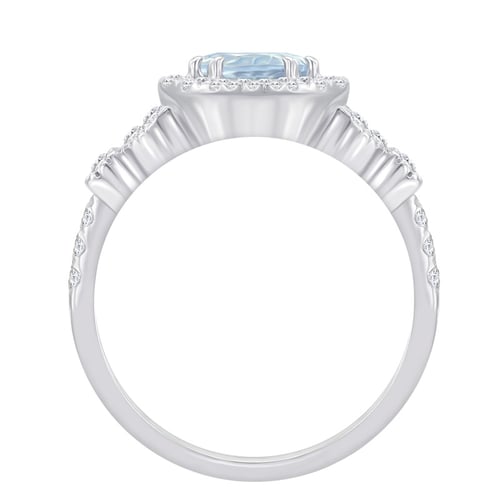 Zlatý prsteň s akvamarínom a diamantmi Heleno