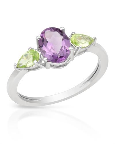 Prsteň s ametystom a olivínmi